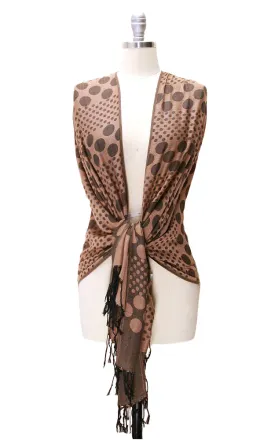 21105 Camel Polka Dot Print Pashmina