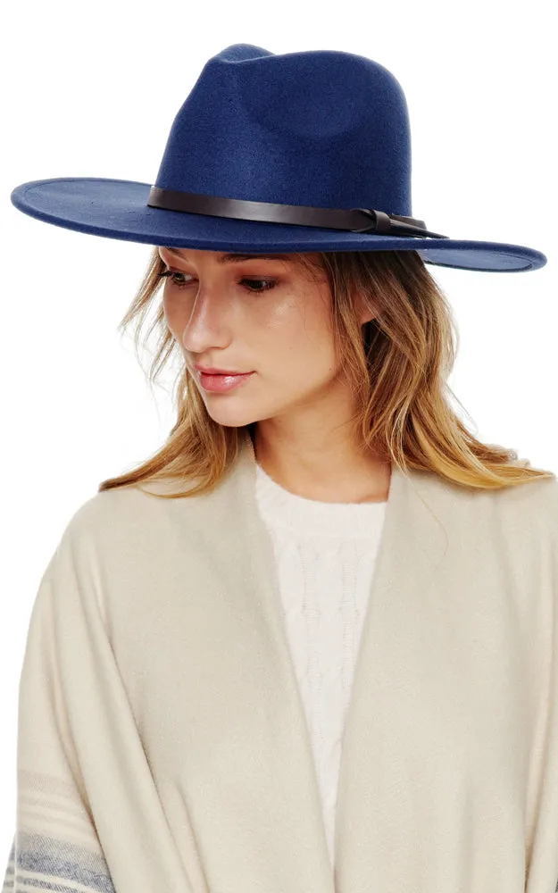 BHAT2084 Felt Wide Brim w/Belt Band Fedora Hat