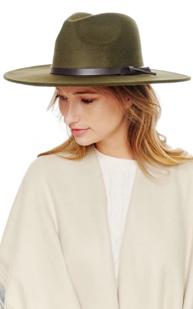 BHAT2084 Felt Wide Brim w/Belt Band Fedora Hat