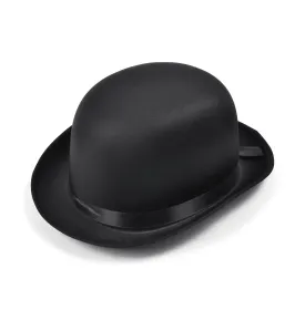 Black Bowler Hat Satin Finish