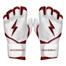 Bruce Bolt Premium Pro Chrome Series Long Cuff Batting Gloves: Maroon