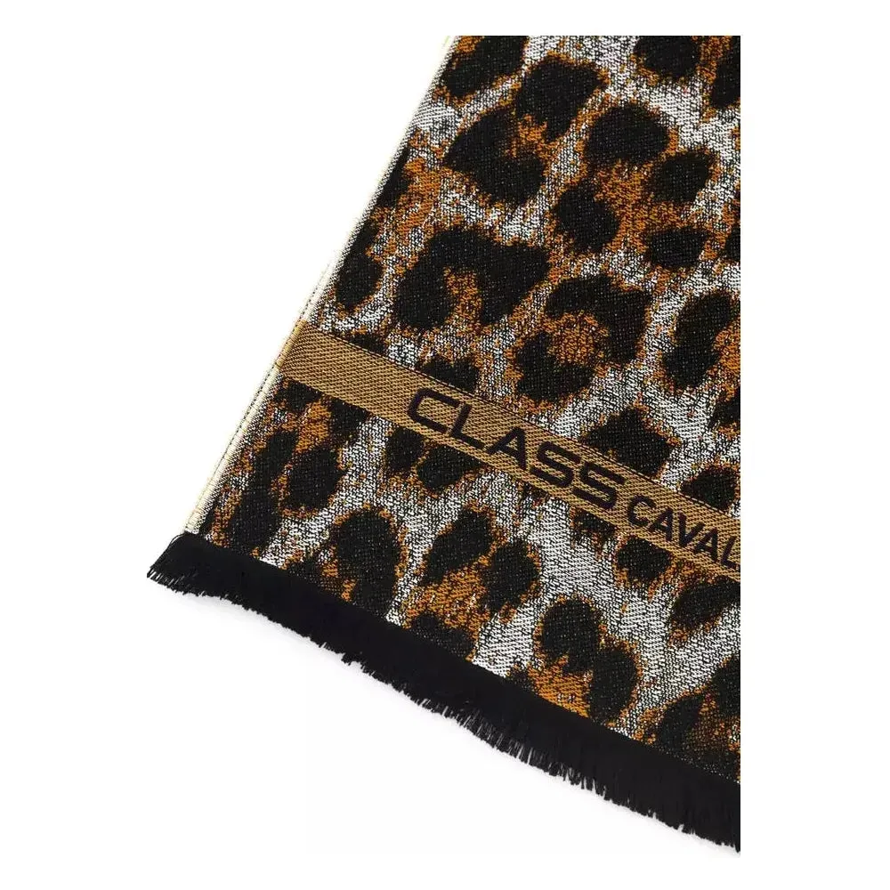 Cavalli Class Brown Wool Men Scarf