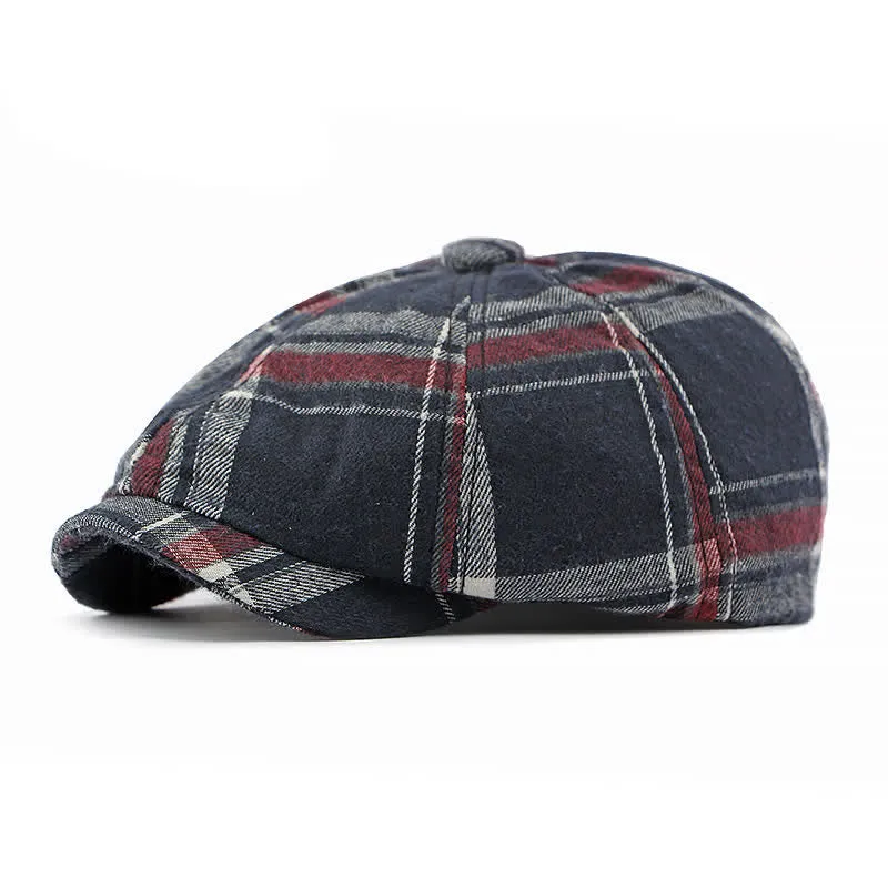 Classic Plaid Octagonal Stylish British Beret Hat