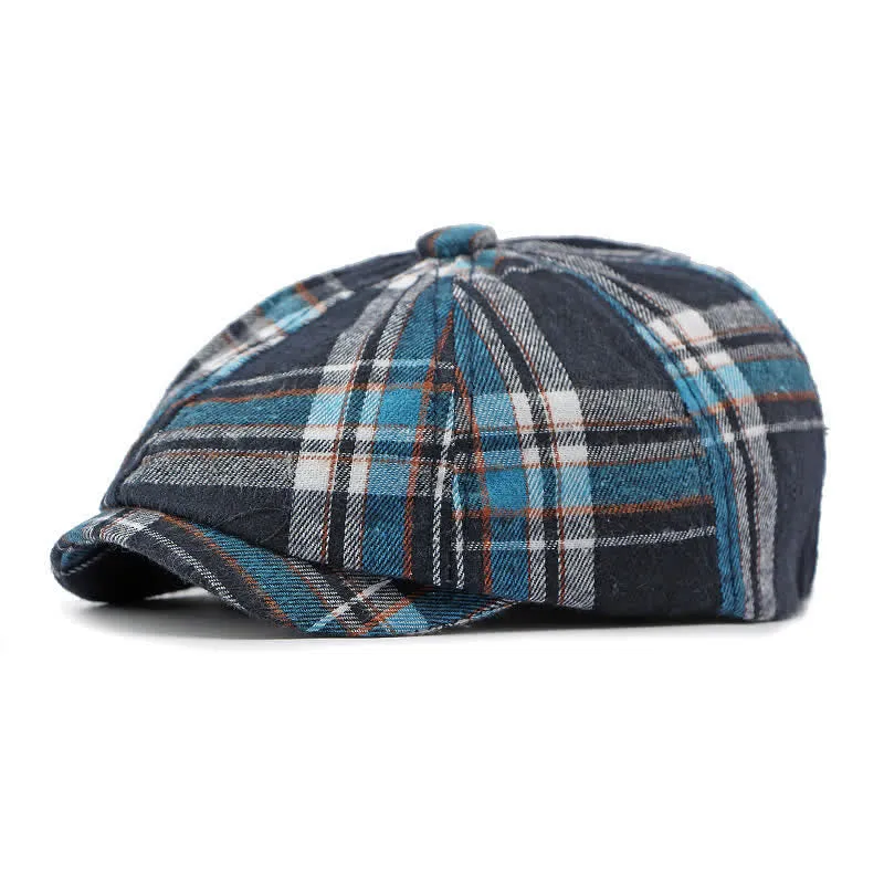 Classic Plaid Octagonal Stylish British Beret Hat