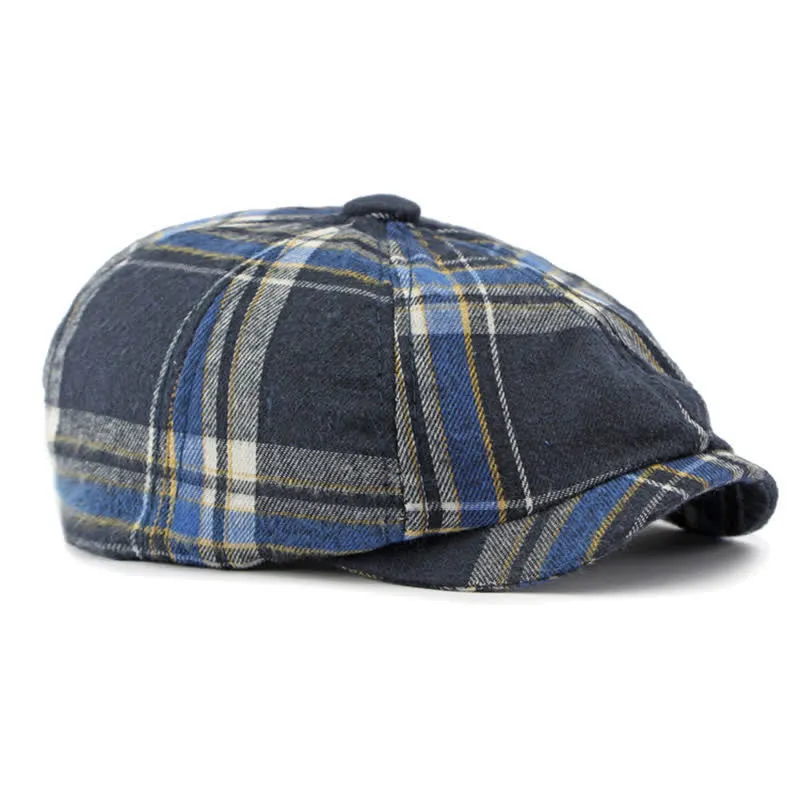 Classic Plaid Octagonal Stylish British Beret Hat