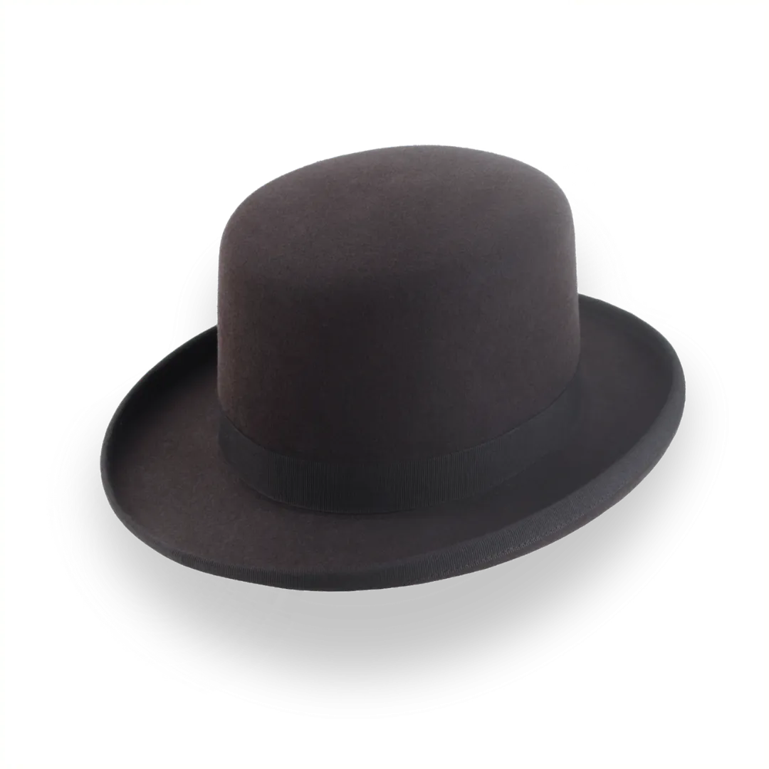 Dark Chocolate Brown Square Top Bowler Hat in Fur Felt | The Oddjob