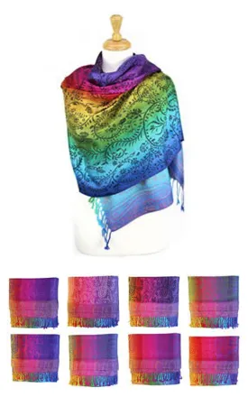 DB067 Color Asst Rainbow Pashmina Scarf 12pc Pack