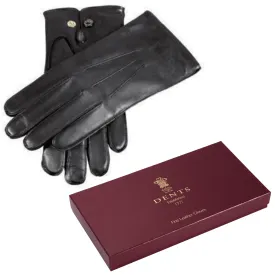 DENTS Mens Premium Kangaroo Leather Gloves Wool Lined Winter Gift - Black