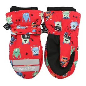 Flapjack Kids Water Repellent Ski Mittens Monster Red