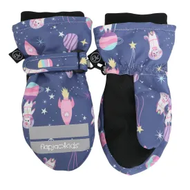 FlapJack Kids Water Repellent Ski Mittens Unicorn Indigo