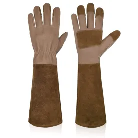 Handlandy Men Women Pruning Garden Gloves Cowhide Leather Ensures 5156