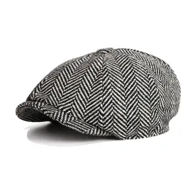 Herringbone Octagonal Cap Flat Cap Beret