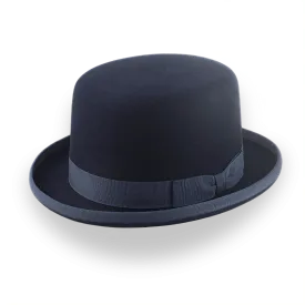 Iconic Flat Top Bowler Hat in Dark Navy Blue Fur Felt | The Oddjob