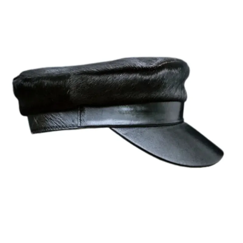 Leather Fisherman Cap - Military Captain Sailor Style Beret