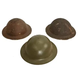 Original British WWII Brodie Helmet Lot - 3 Items