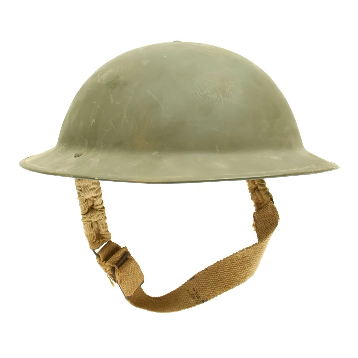 Original British WWII Brodie MkII Helmet in OD Green by Briggs Motor Bodies - Dated 1942