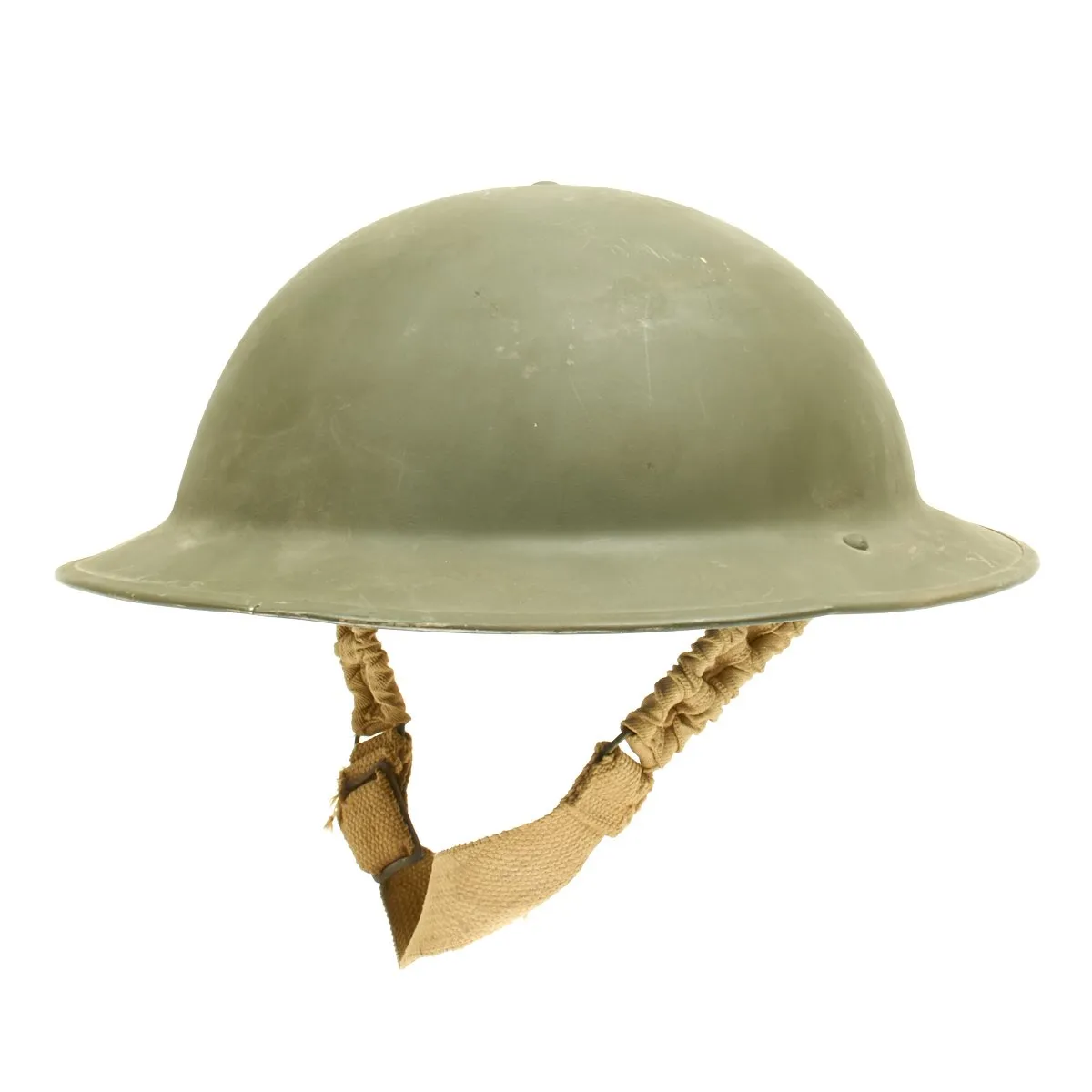 Original British WWII Brodie MkII Helmet in OD Green by Briggs Motor Bodies - Dated 1942