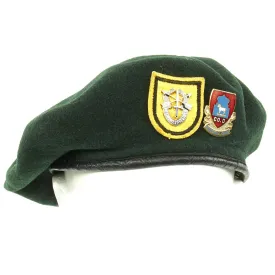 Original U.S. Cold War Era 1st Special Forces Group Green Beret with Unit Badges - dated 1952