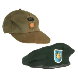 Original U.S. Vietnam War Era Major Leonard Phillips OG-106 Cap with 19th Special Forces Group Airborne Green Beret