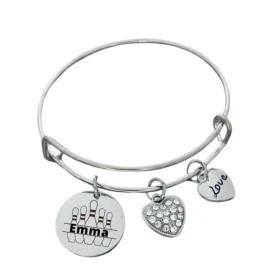 Personalized Bowling Charm Bracelet