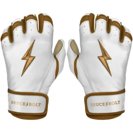 PREMIUM PRO GOLD Series Short Cuff Batting Gloves - Gold WHITE