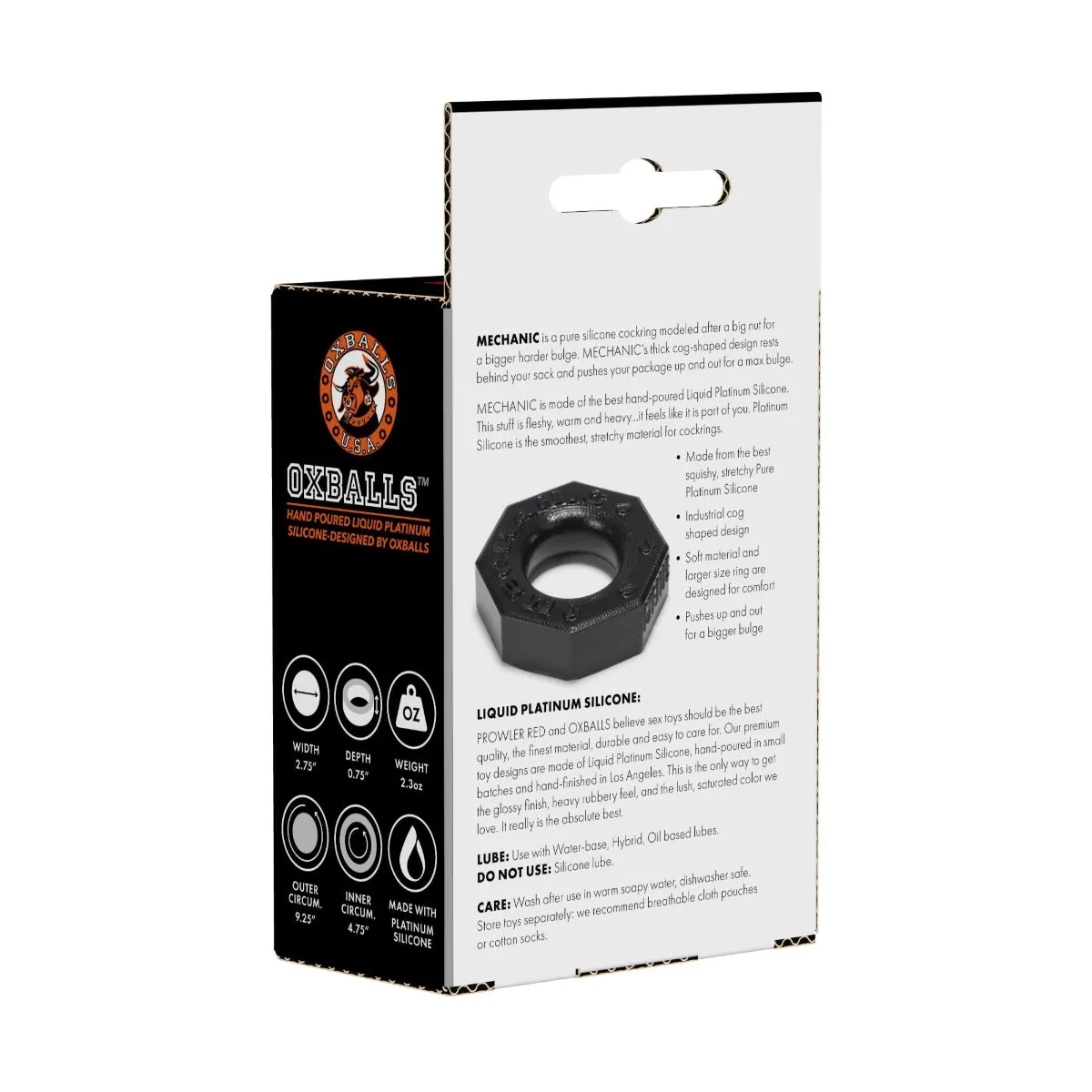 Prowler RED By Oxballs Mechanic Cock Ring Black