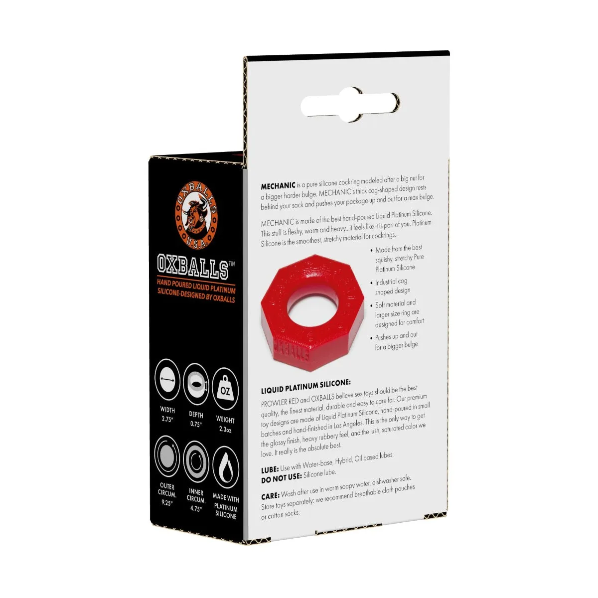 Prowler RED By Oxballs Mechanic Cock Ring Red