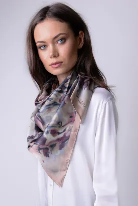 Silk Carre´Abstract Floral Warm Taupe