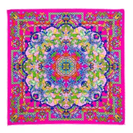 Taormina Art Fuchsia Silk Twill Scarf and Ring