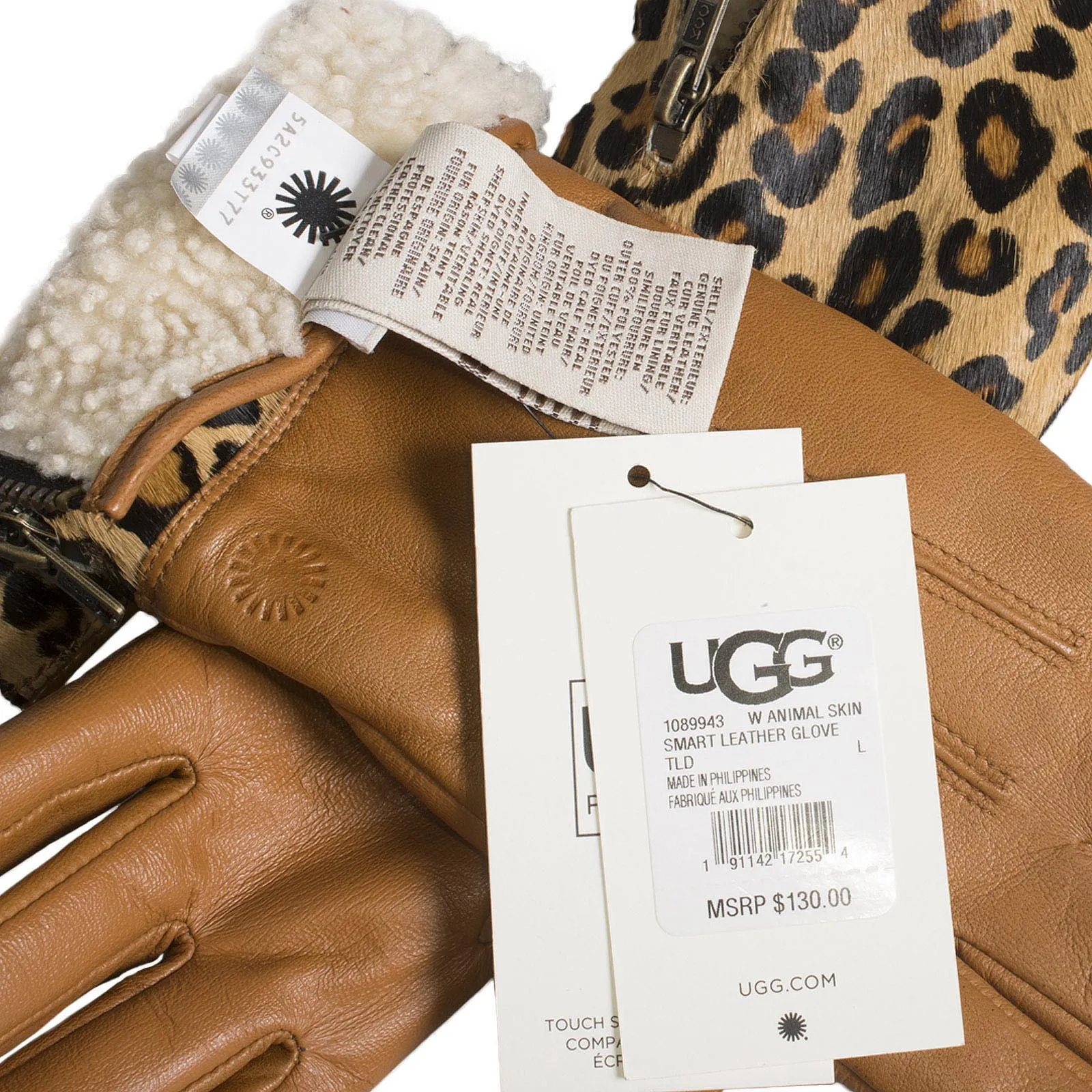 UGG Animal Skin Tan Leopard Gloves - Women's