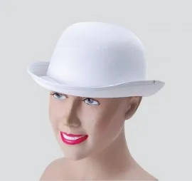 White Bowler Hat Satin Finish