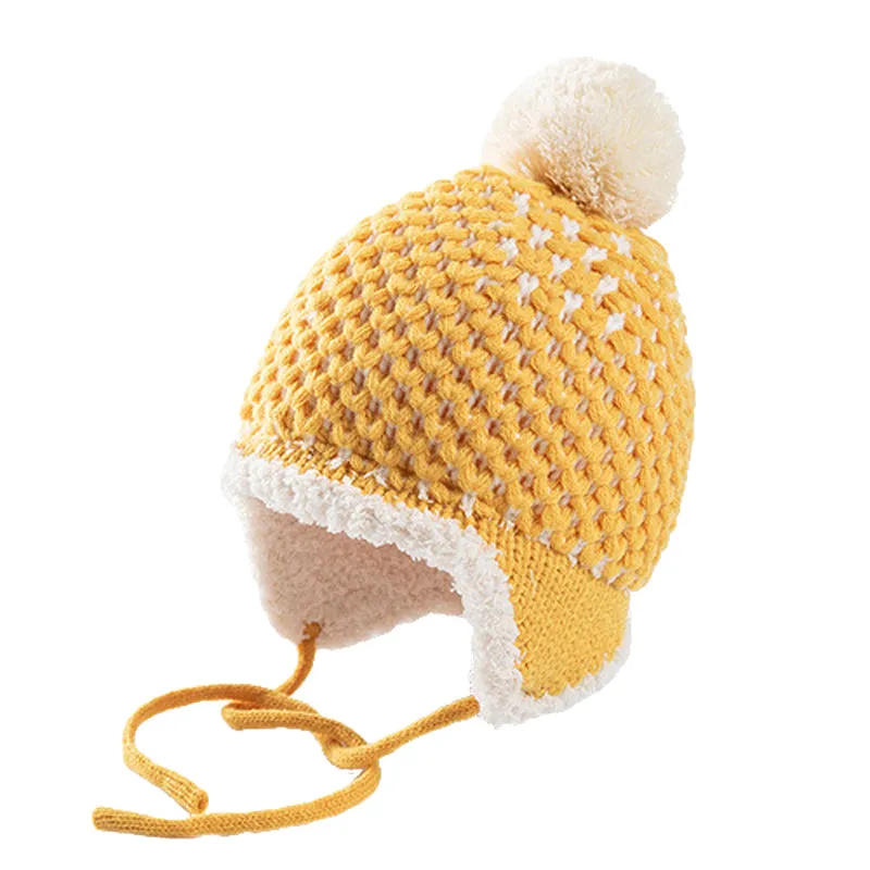 Winter Warm Baby Infant Earflap Pom Beanie Hat Toddler XZJ0067