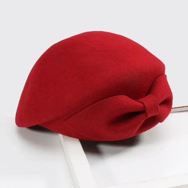 Wool Lucy Bow Beret For Women In 4 Colors